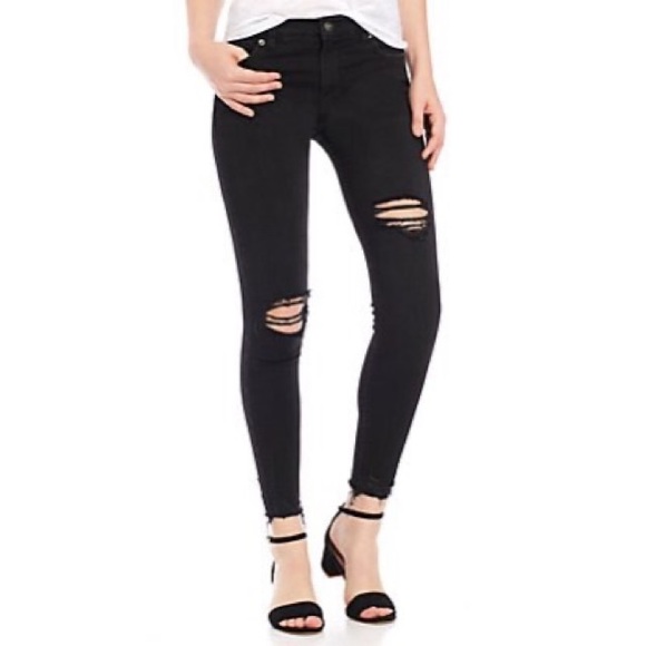 Free People Denim - Free People Black Shark Bite Skinny Jeans